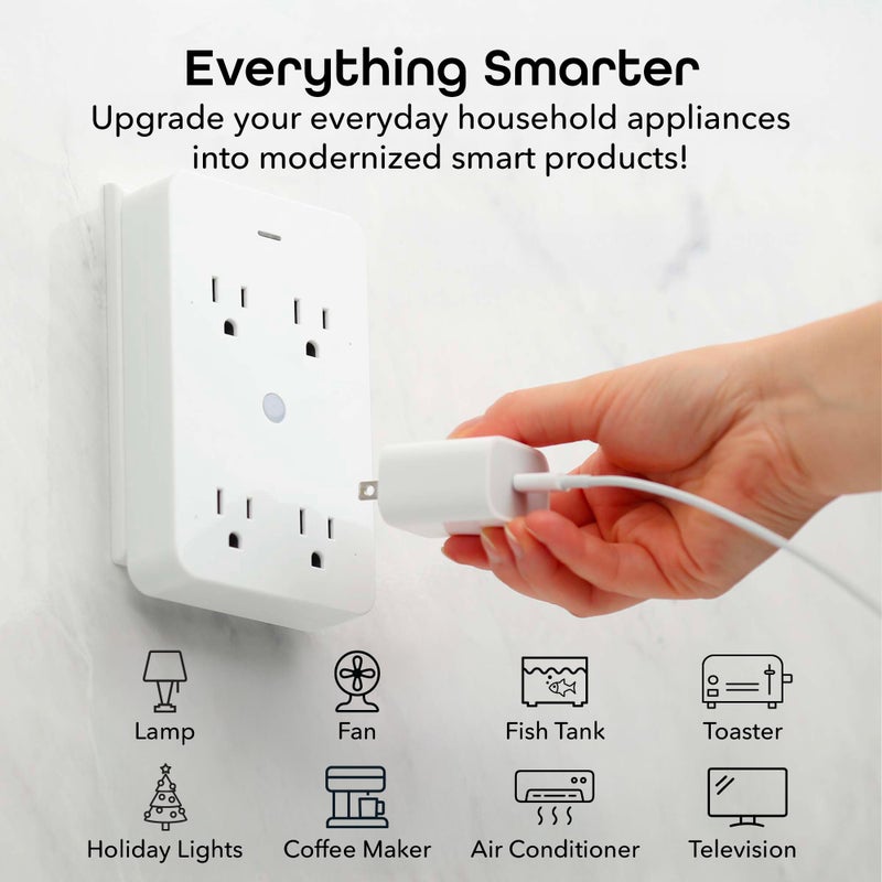 Geeni Smart Wi-Fi 4 Outlet Plug with Surge Protection - Compatible with Alexa & Google Home, White: 1-Pack - Image 2